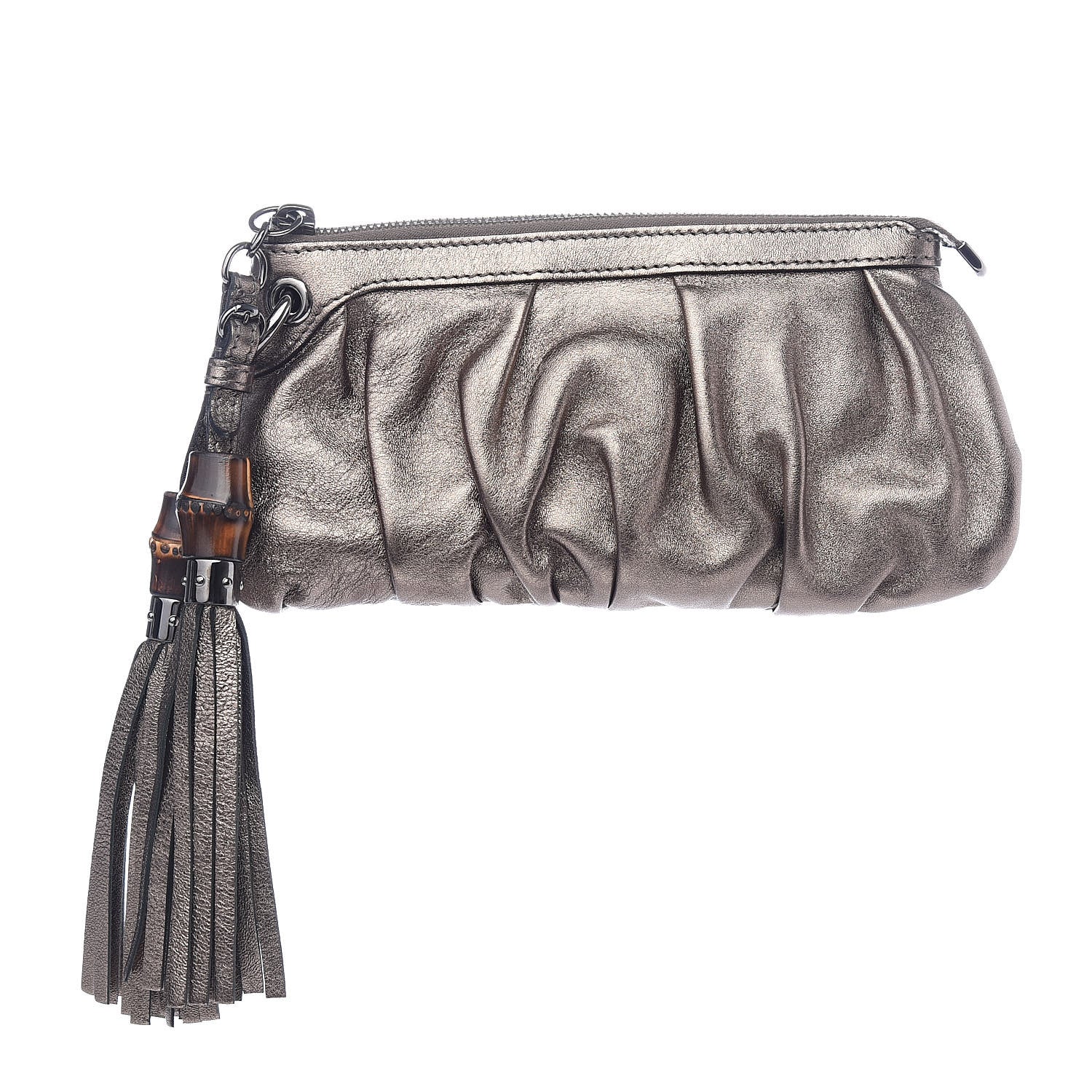 Gucci Metallic Calfskin Bamboo Tassel Clutch Gold 1 of 9