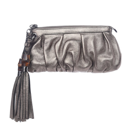 Gucci Metallic Calfskin Bamboo Tassel Clutch Gold 1 of 9