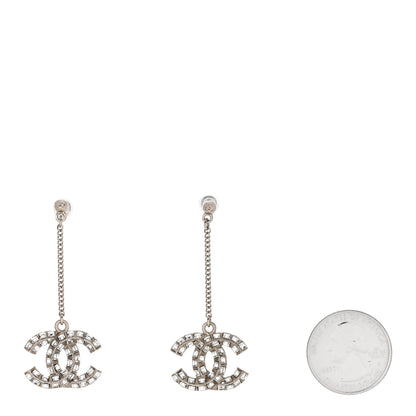 Chanel Baguette Crystal CC Drop Earrings Silver 2 of 3