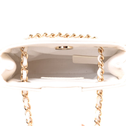 Chanel Lambskin Quilted Tiny Shopping Clutch With Chain White 6 of 11
