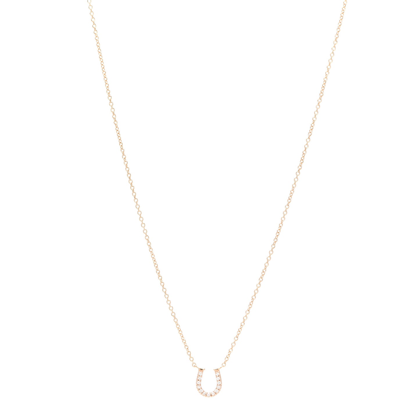 18K Rose Gold Diamond Mini Metro Horseshoe Pendant Necklace
