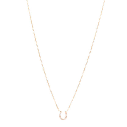 Tiffany 18K Rose Gold Diamond Mini Metro Horseshoe Pendant Necklace 1 of 5