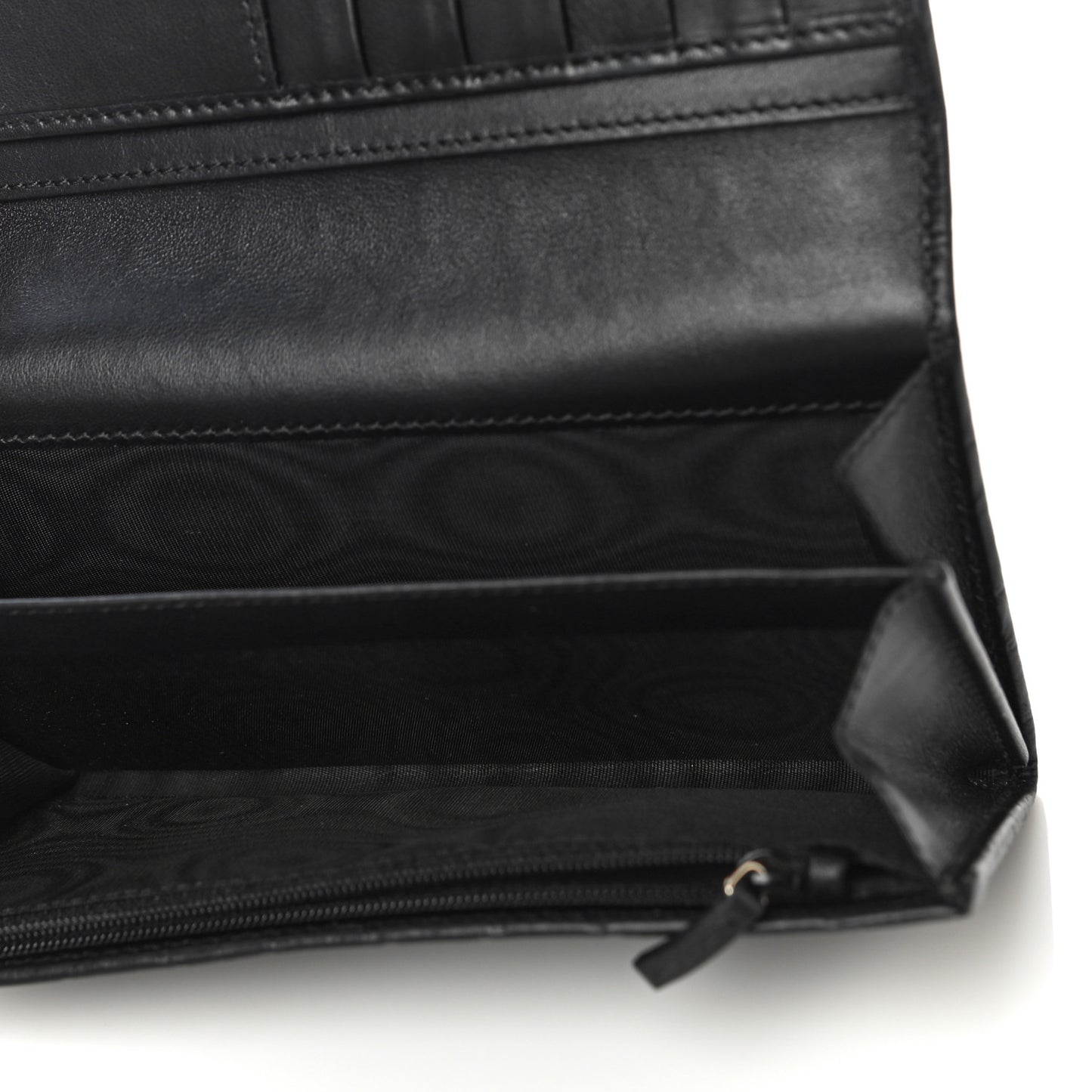 Guccissima Metal Bar Continental Flap Wallet Black