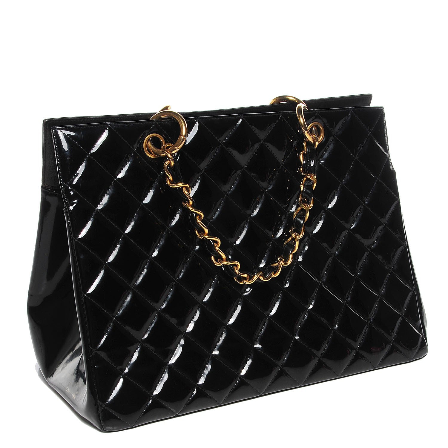 Chanel Patent Grand Shopping Tote GST Black 3 of 8