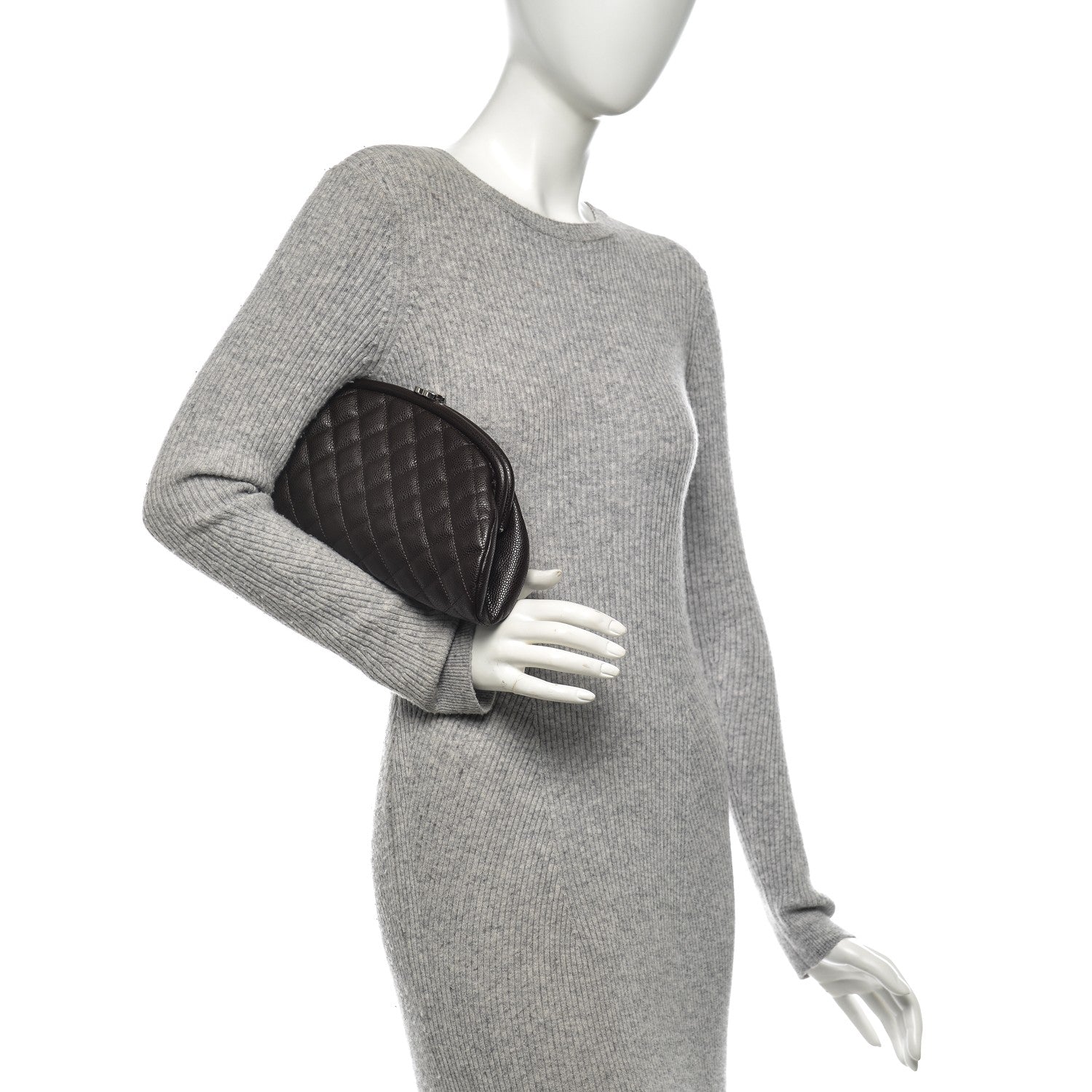 Chanel Caviar Quilted Timeless Clutch Dark Brown 2 of 7