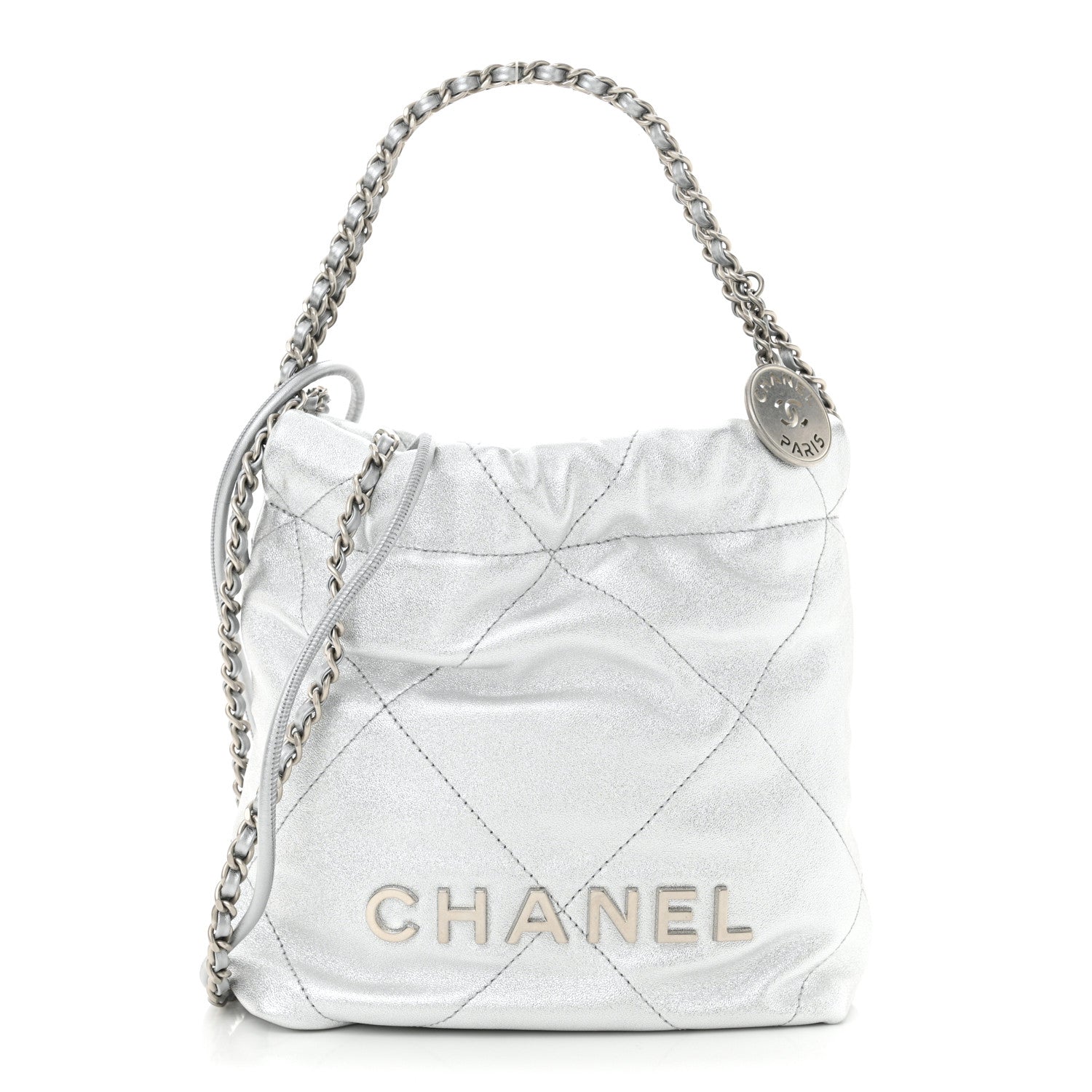 Chanel Metallic Lambskin Quilted Mini Chanel 22 Silvery 1 of 10