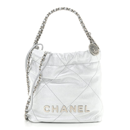 Chanel Metallic Lambskin Quilted Mini Chanel 22 Silvery 1 of 10