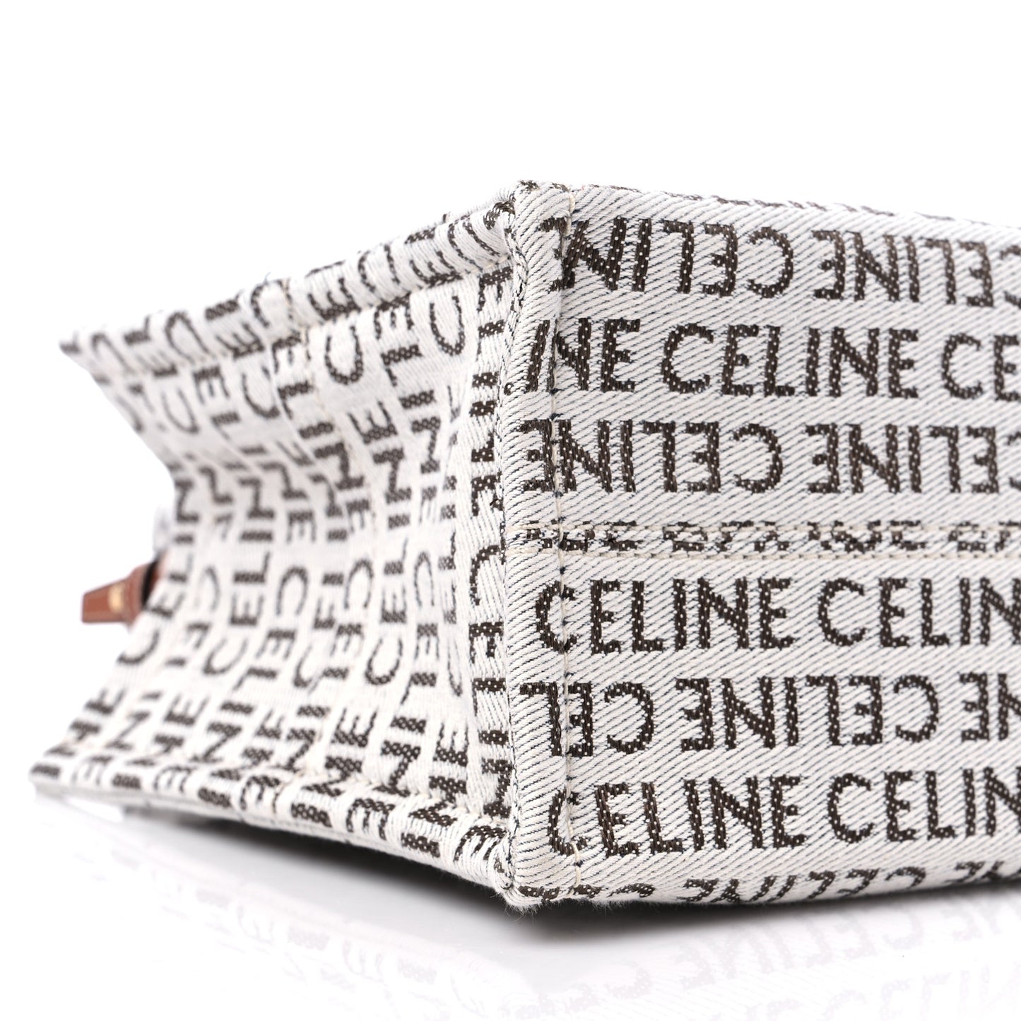 Canvas Calfskin All Over Print Small Cabas Thais White Tan
