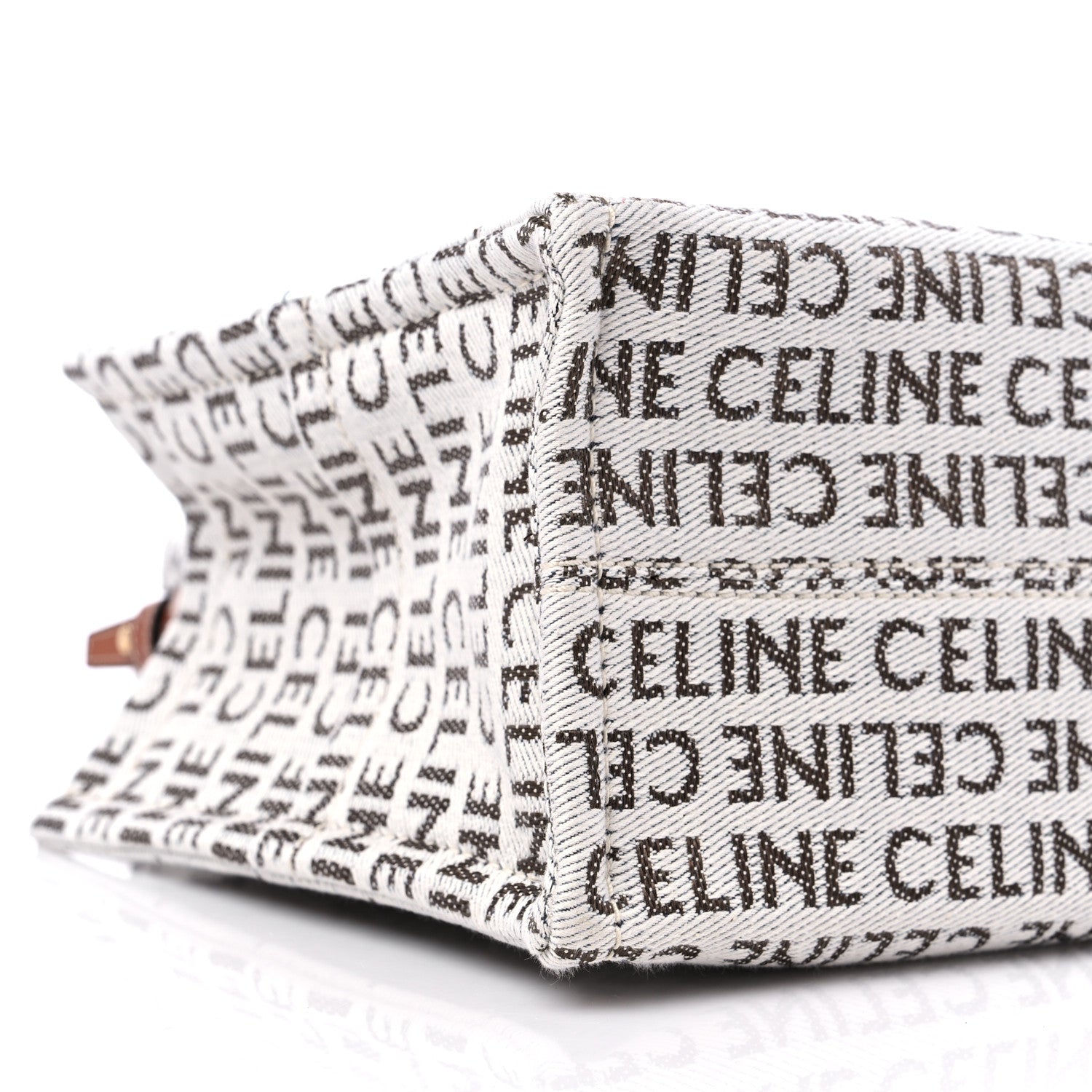 Celine Canvas Calfskin All Over Print Small Cabas Thais White Tan 8 of 9