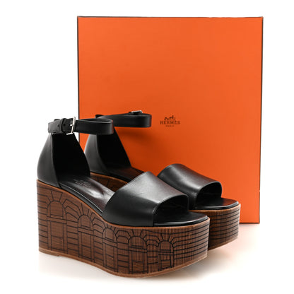 Hermes Calfskin Illusion 35 Sandals 37 Black 9 of 9