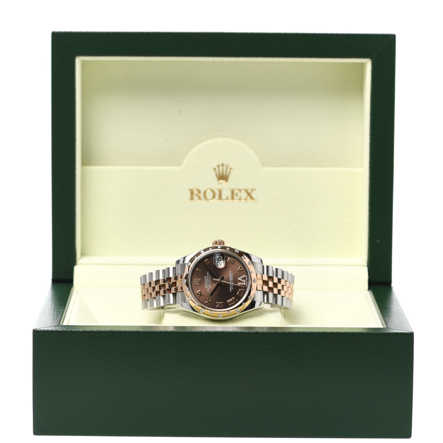 Rolex Stainless Steel 18K Everose Gold Diamond 31mm Oyster Perpetual Datejust Watch Chocolate Roman 178341 5 of 5