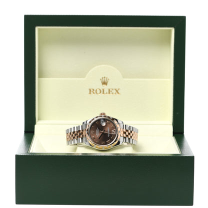 Rolex Stainless Steel 18K Everose Gold Diamond 31mm Oyster Perpetual Datejust Watch Chocolate Roman 178341 5 of 5