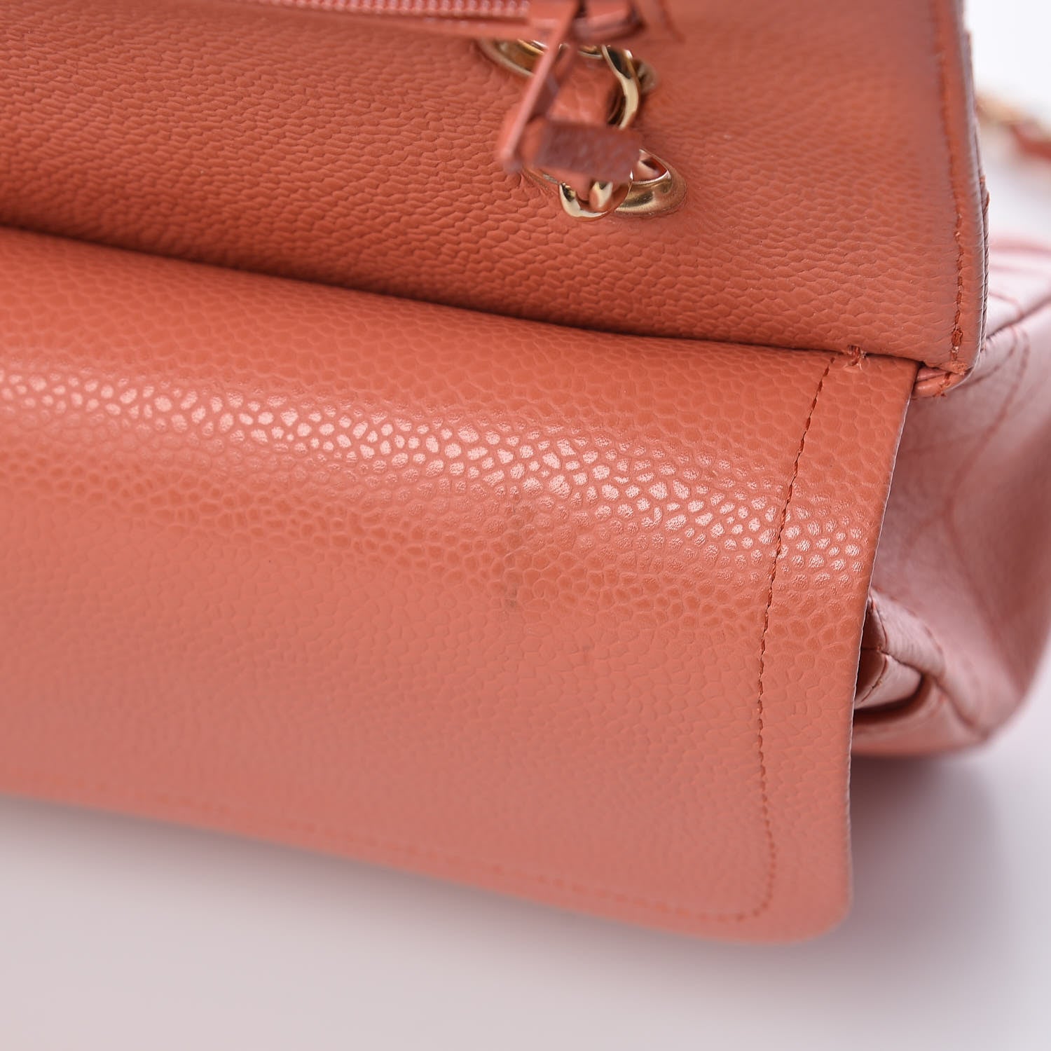 Chanel Caviar Quilted Medium Double Flap Coral 10 of 12