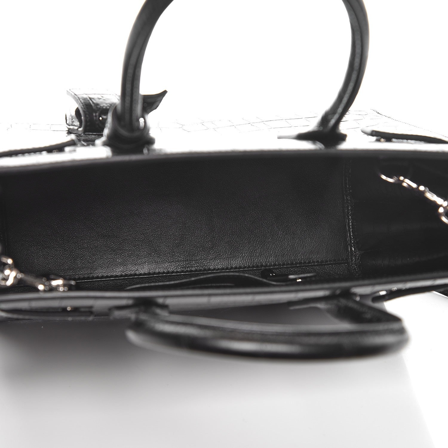 Saint Laurent Calfskin Crocodile Embossed Baby Sac De Jour Black 5 of 7