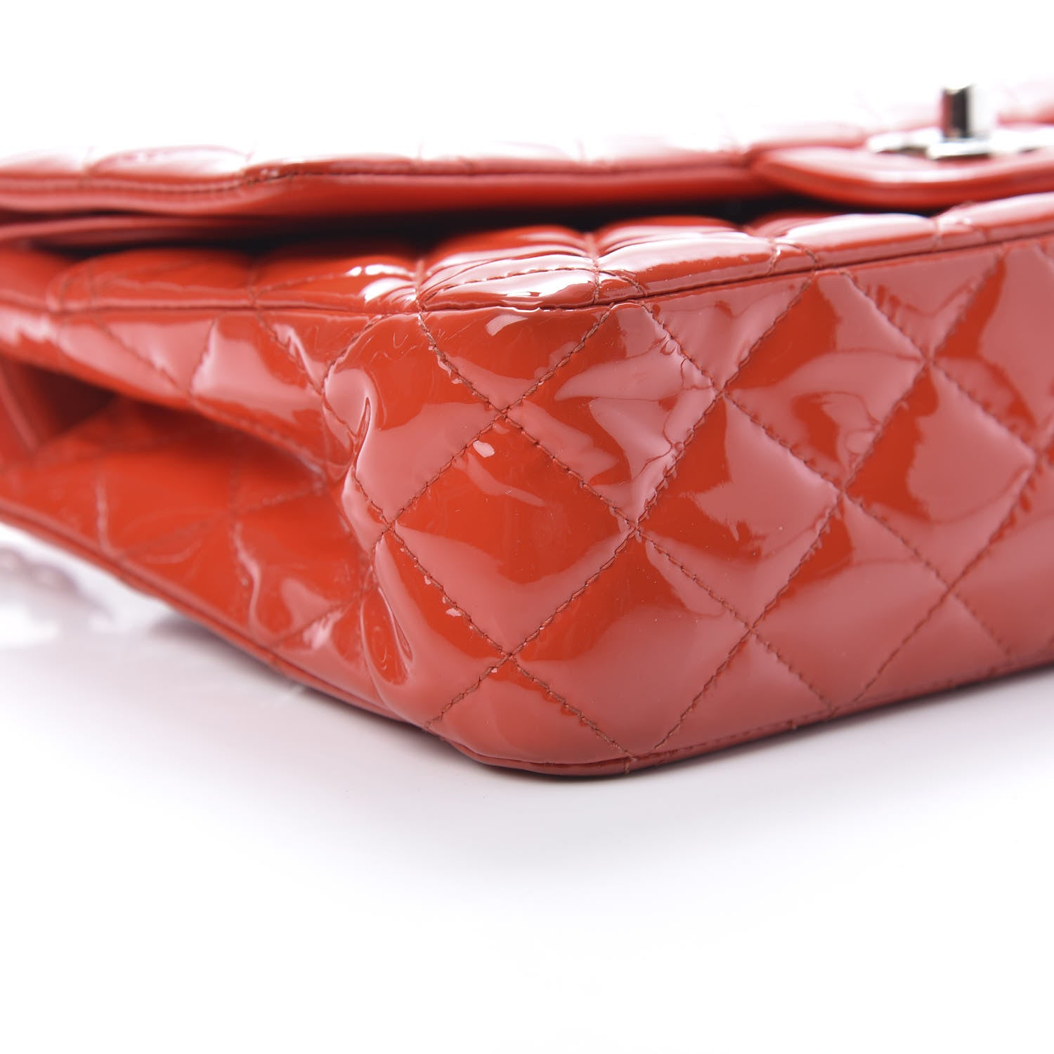 Chanel Patent Calfskin Quilted Medium Double Flap Red 9 of 15