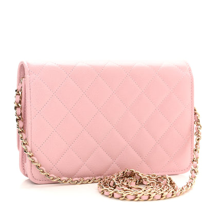 Chanel Caviar Quilted Studded CC Wallet on Chain WOC Light Pink 2 of 11
