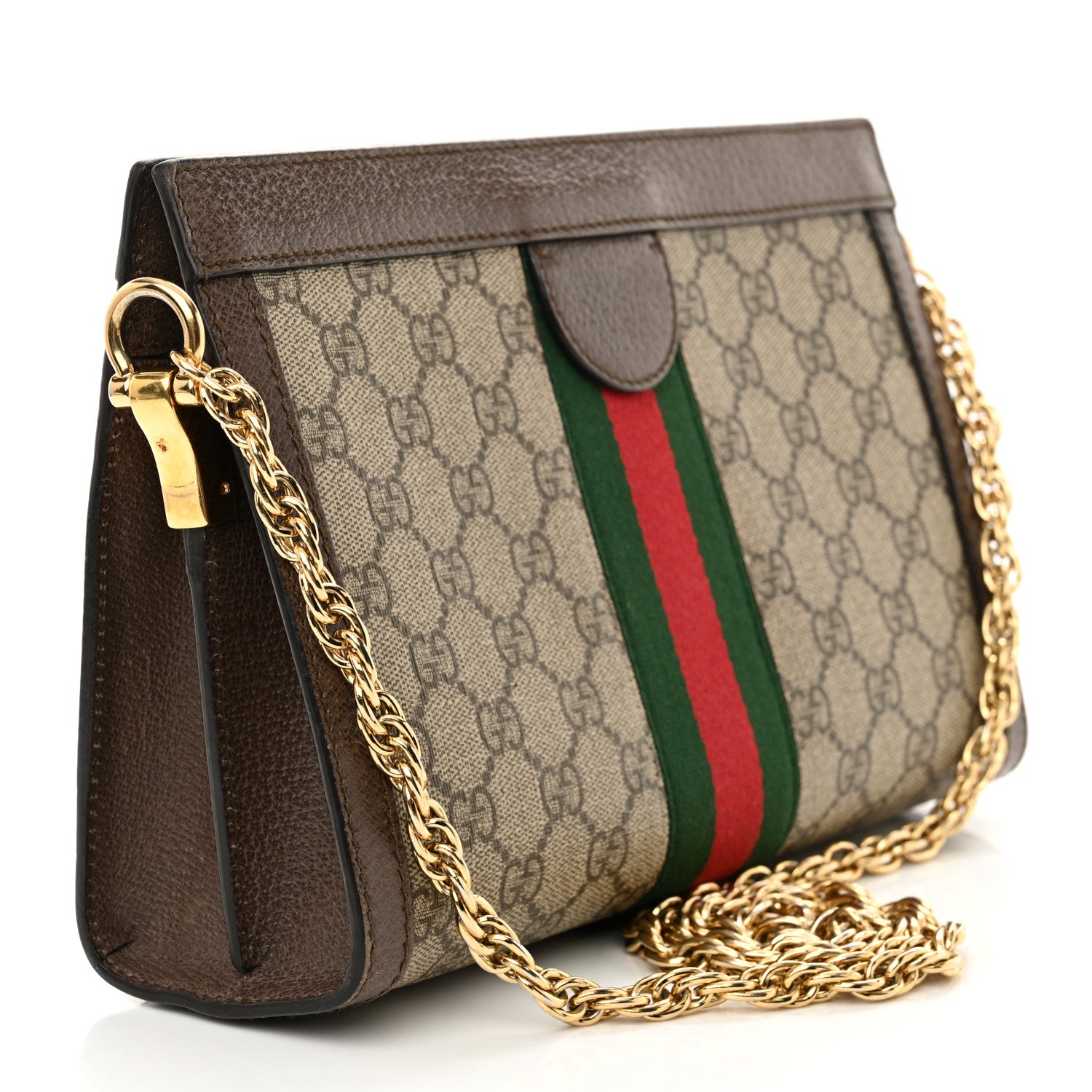 Gucci GG Supreme Monogram Web Small Ophidia Chain Shoulder Bag Brown 3 of 16