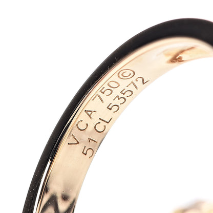 Van Cleef & Arpels 18K Yellow Gold Black Onyx Diamond Vintage Alhambra Ring 51 5.75 5 of 6