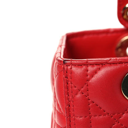 Christian Dior Lambskin Cannage Medium Lady Dior Red 13 of 14