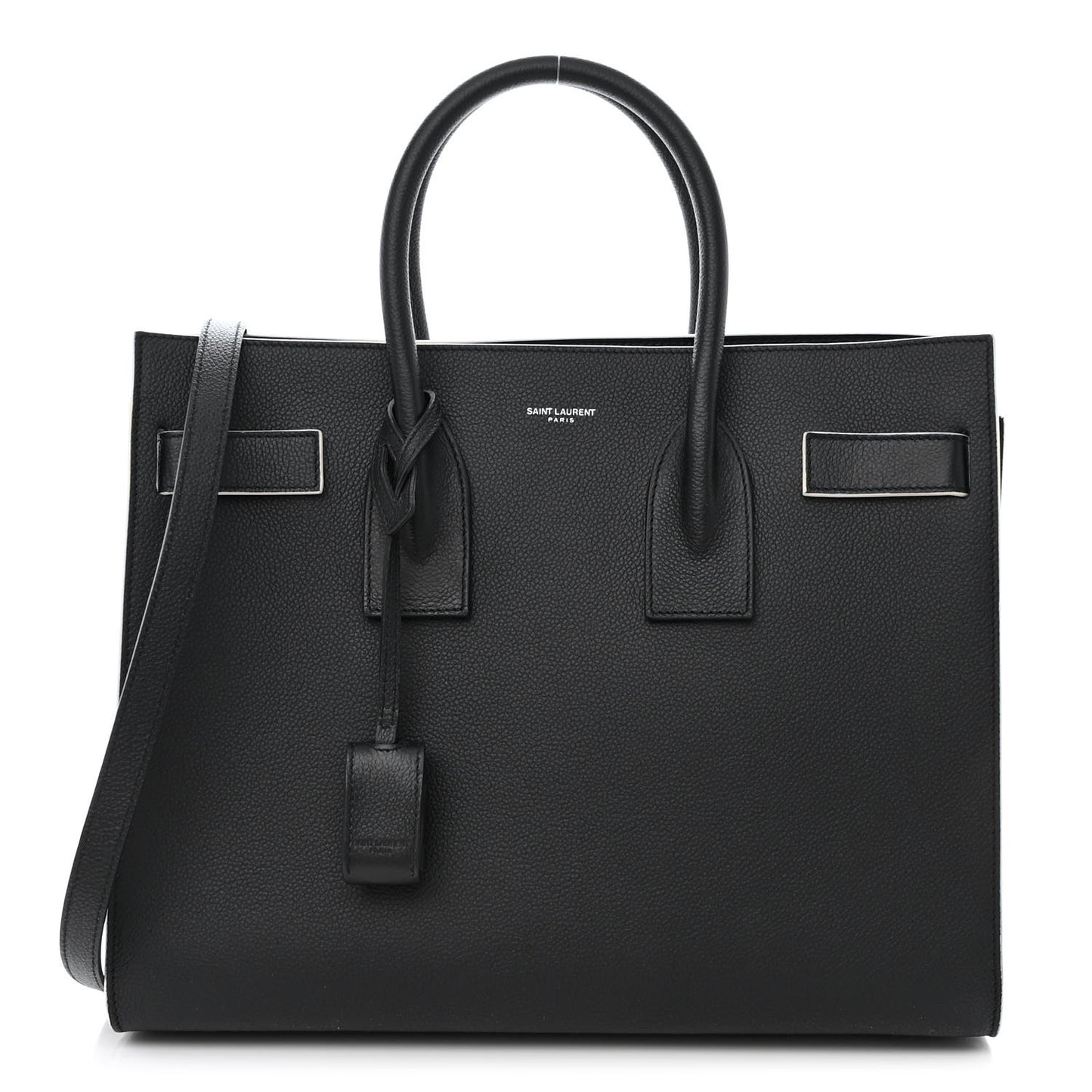 Grained Calfskin Topstitch Small Sac De Jour Black Porcelain