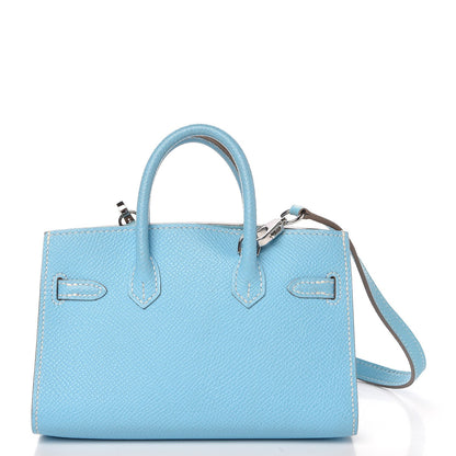 Hermes Epsom Micro Birkin 15 Celeste 6 of 29