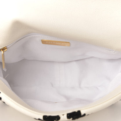 Chanel Calfskin Crochet Medium Chanel 19 Flap White Black 5 of 10