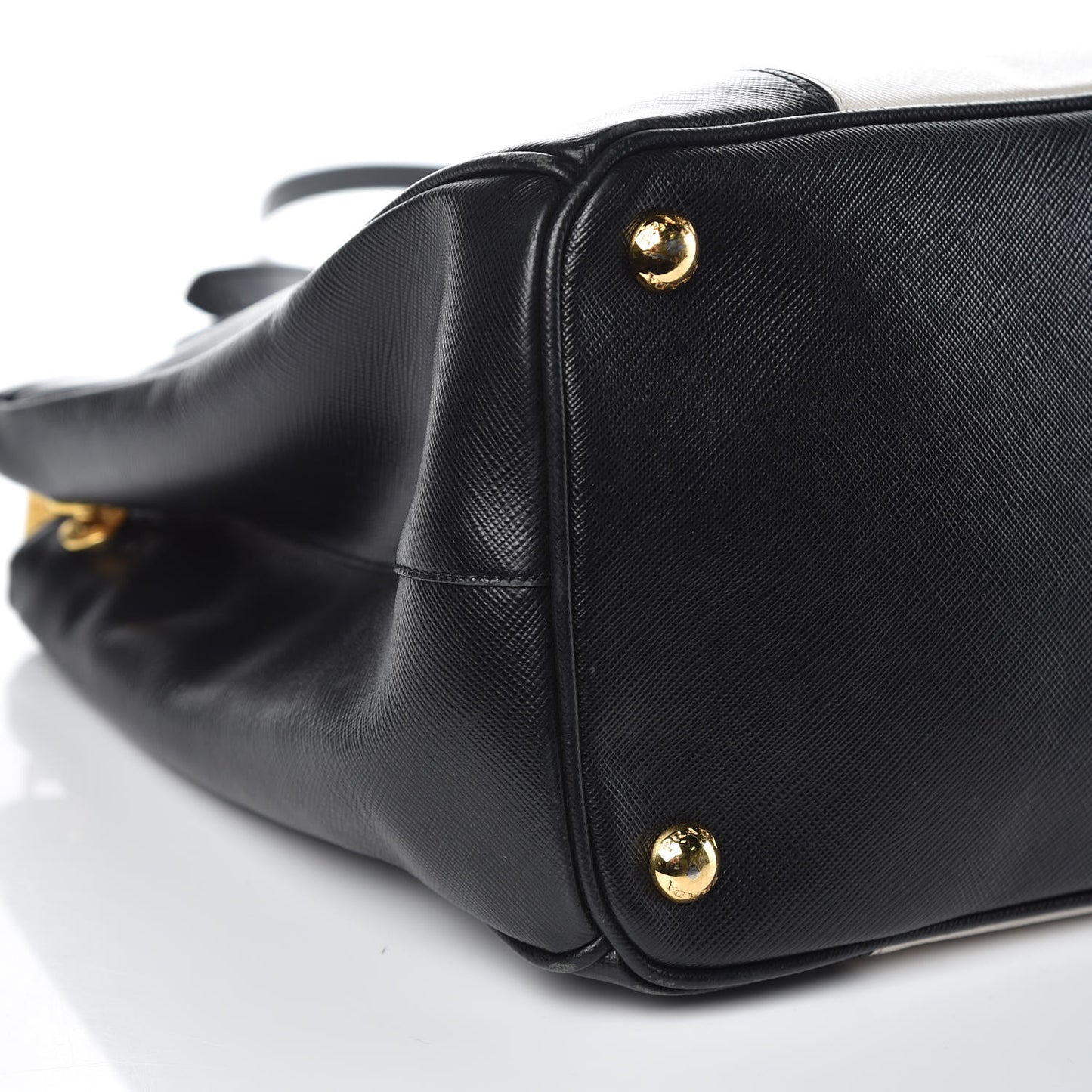 Saffiano Lux Colorblock Medium Galleria Double Zip Tote Black Talco