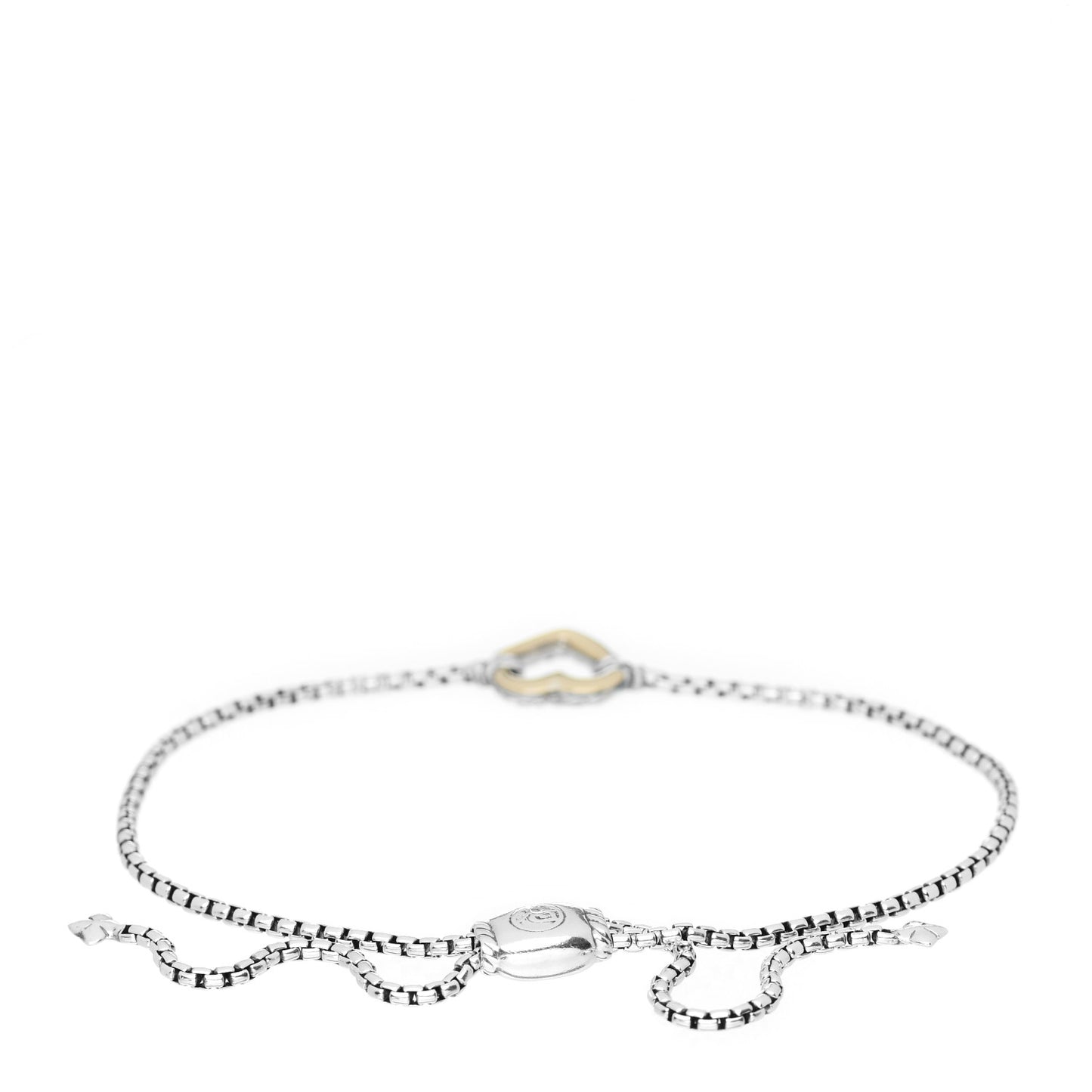 Sterling Silver 18K Yellow Gold Cable Collectibles Heart Station Bracelet