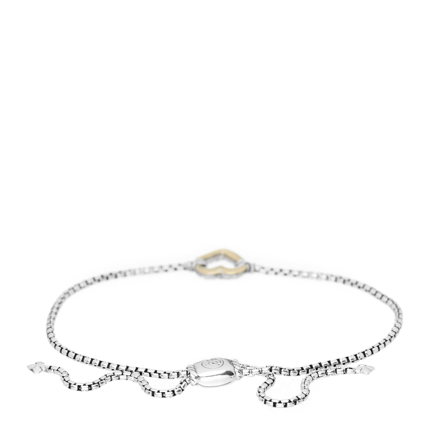 David Yurman Sterling Silver 18K Yellow Gold Cable Collectibles Heart Station Bracelet 3 of 4