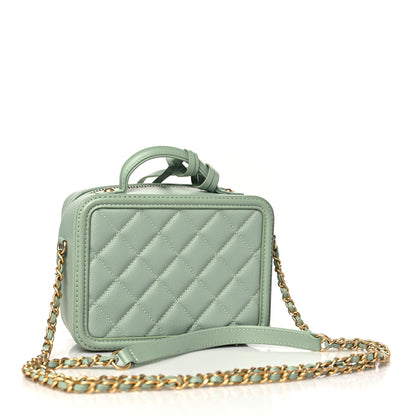 Chanel Caviar Quilted Small CC Filigree Vanity Case Mint 2 of 9
