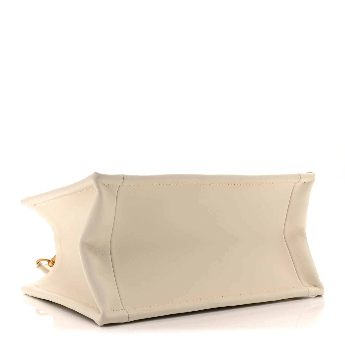 Oblique Chambray Calfskin Small Book Tote With Strap Gold Natural