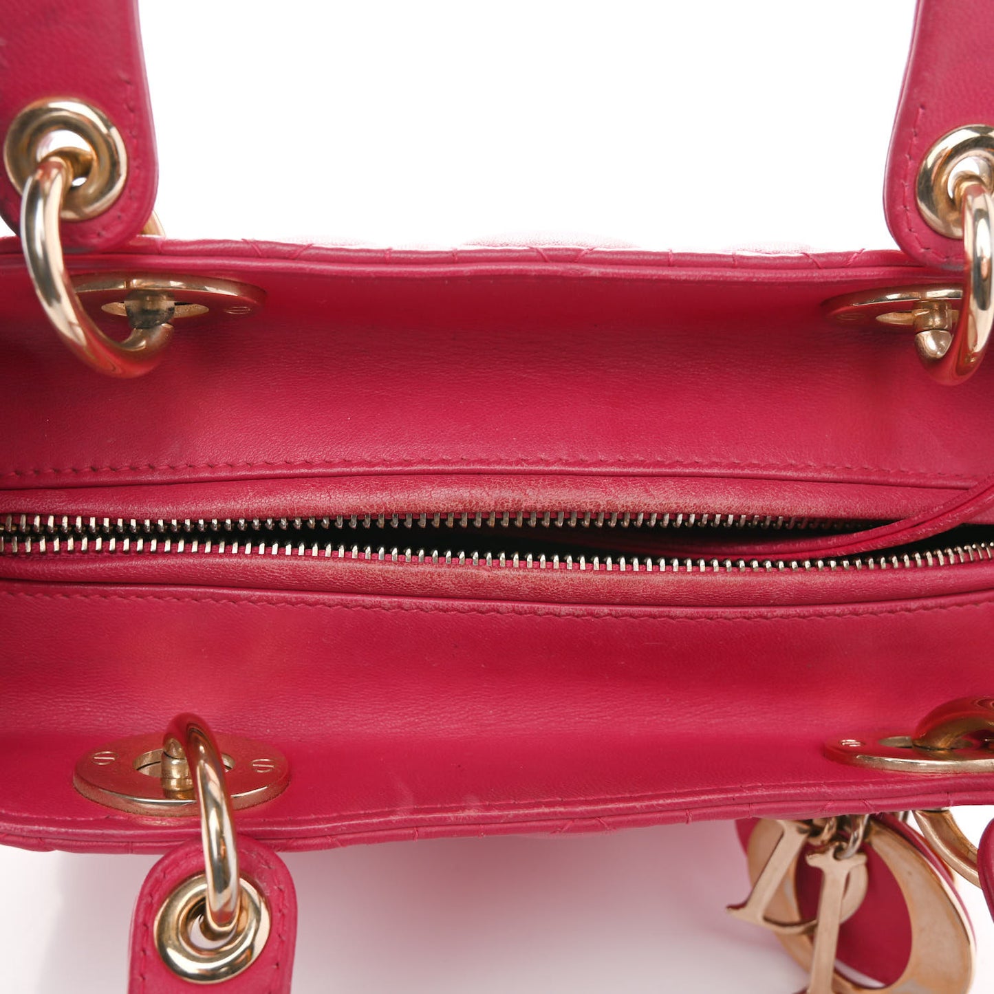 Lambskin Cannage Medium Lady Dior Fuchsia