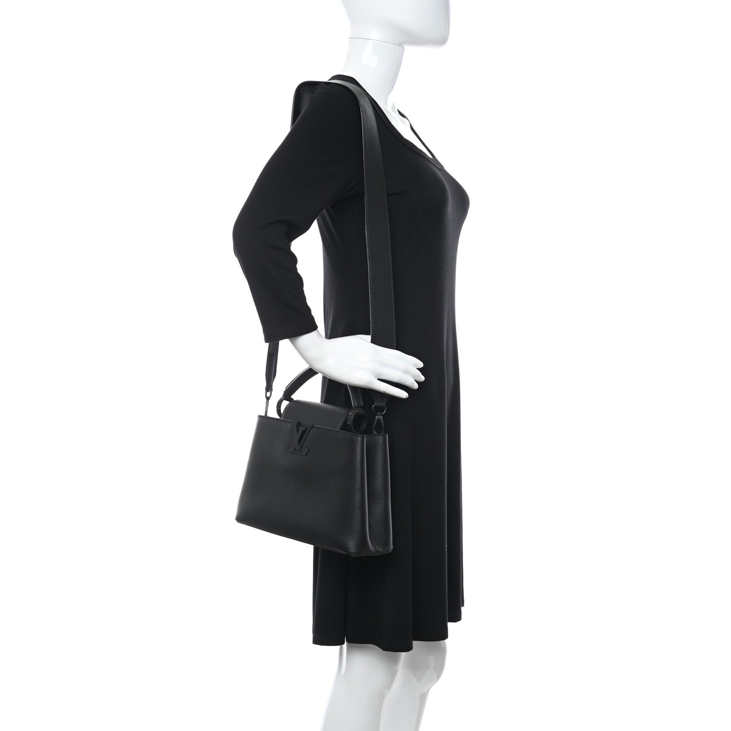Louis Vuitton Taurillon Capucines BB Matte Black 2 of 10
