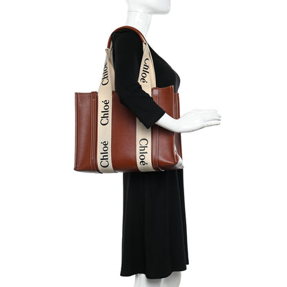 Chloe Calfskin Medium Woody Ribbon Tote Sepia Brown 2 of 12