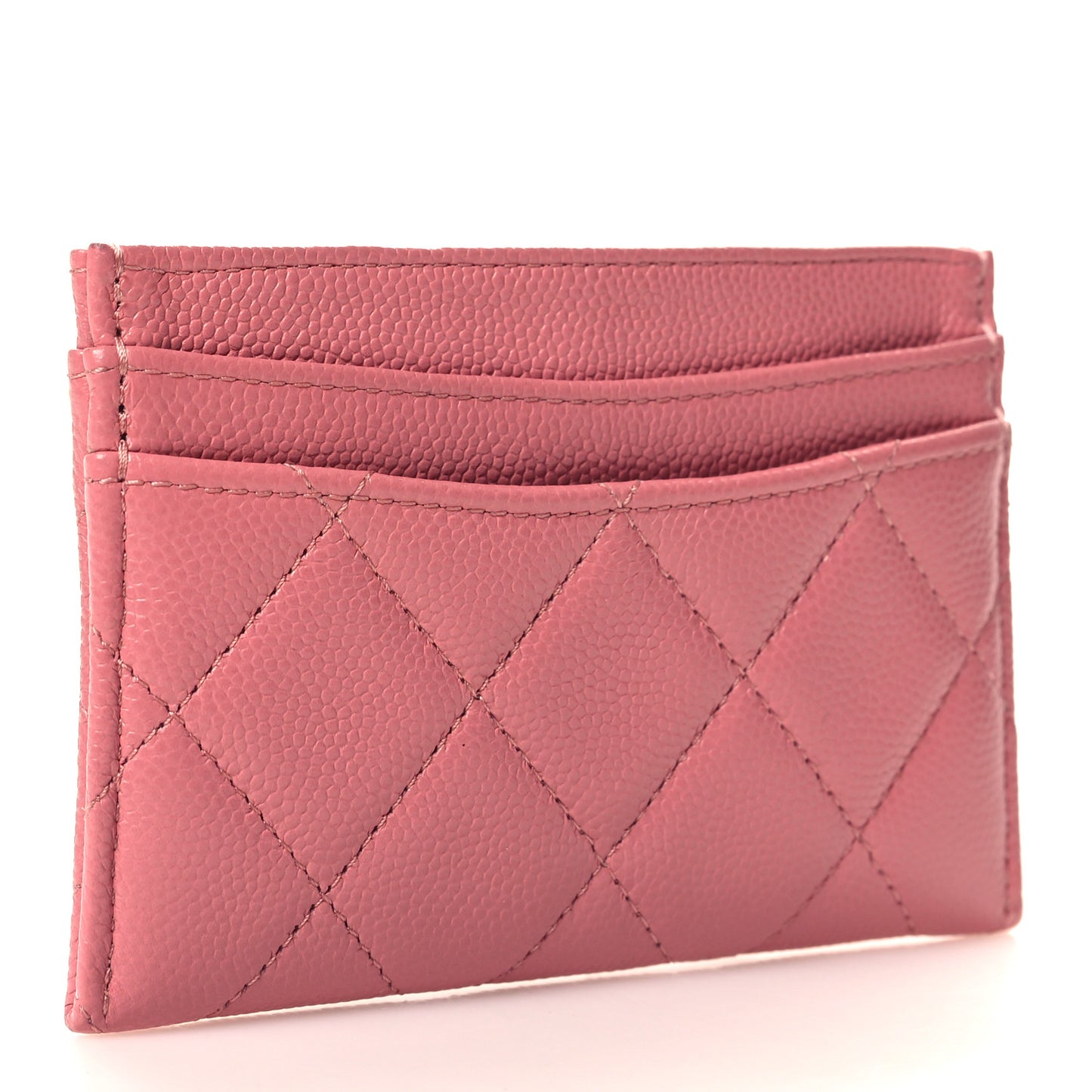 Caviar Quilted Card Holder Pink