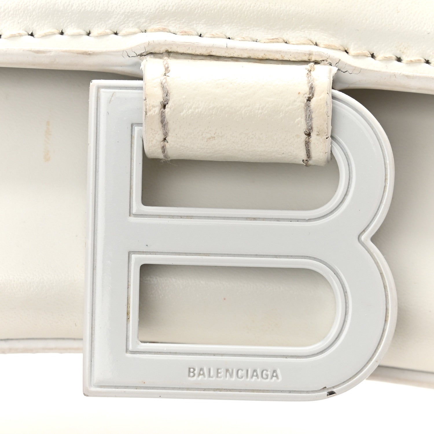 Balenciaga Shiny Box Calfskin Tonal B Small Hourglass Top Handle Bag White 12 of 18
