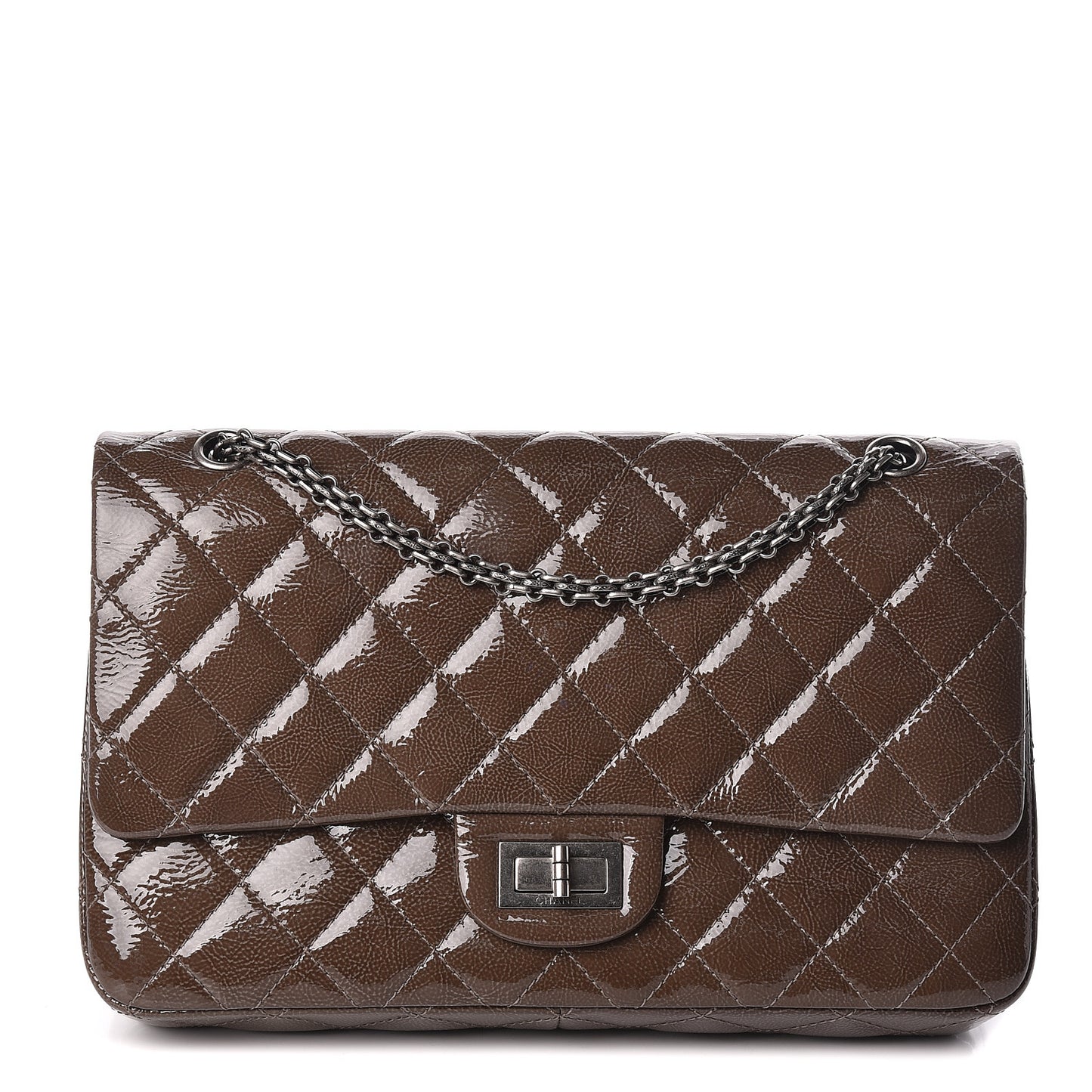 Crinkled Patent Quilted 2.55 Reissue 227 Flap Brown