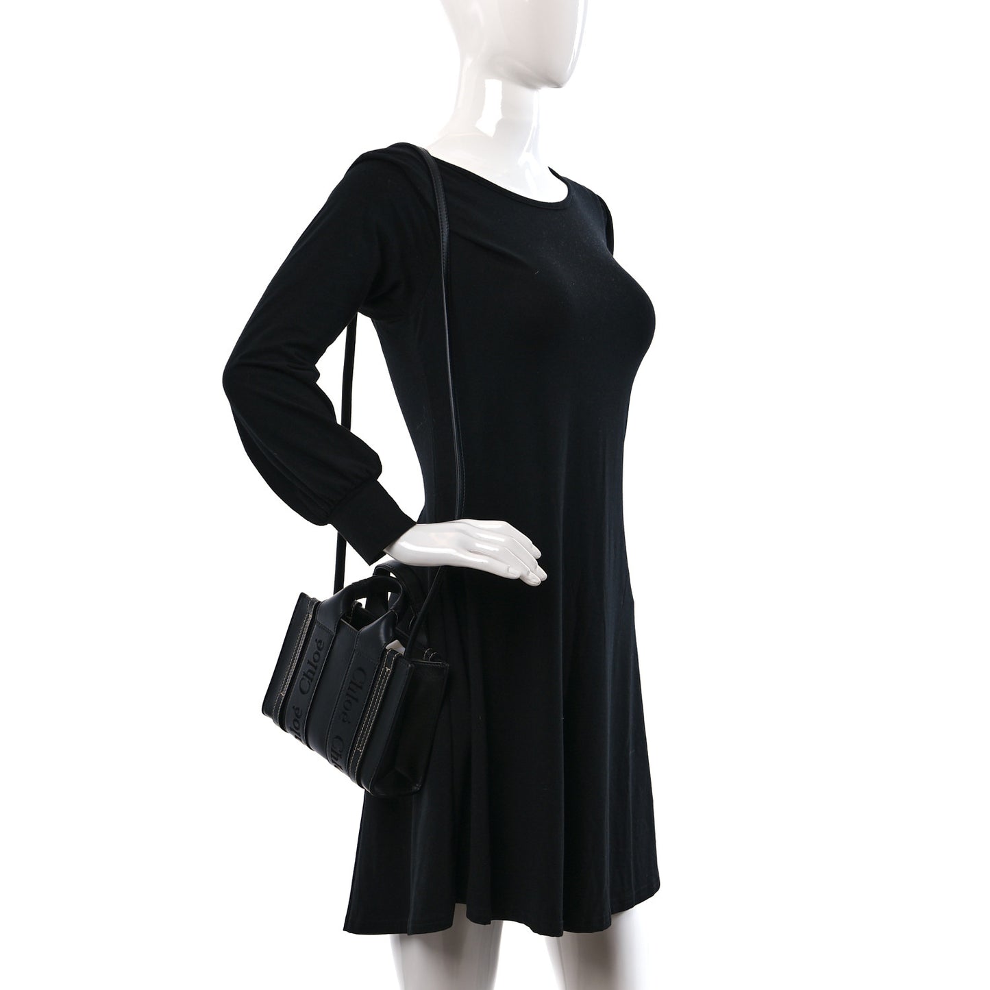 Calfskin Mini Woody Ribbon Tote Black