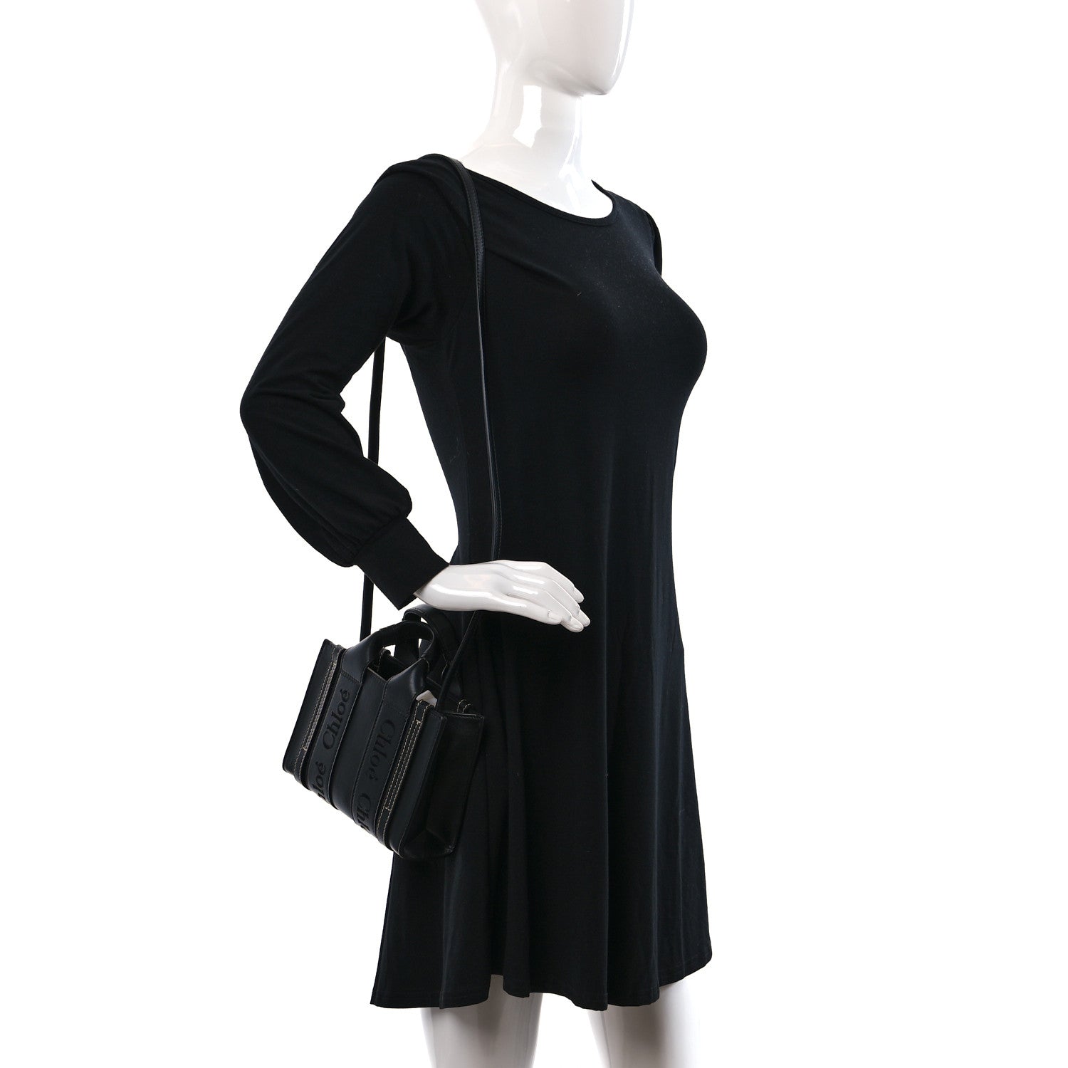 Chloe Calfskin Mini Woody Ribbon Tote Black 2 of 10