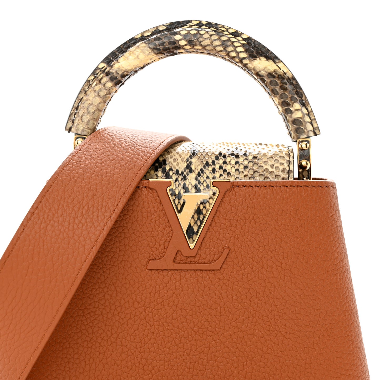 Taurillon Snakeskin Mini Capucines Caramel