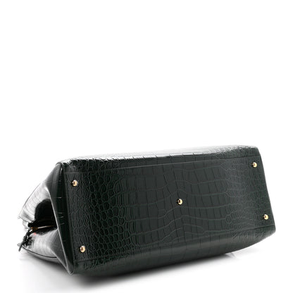 Chanel Calfskin Crocodile Embossed Large Shopping Bag Dark Green 4 of 10
