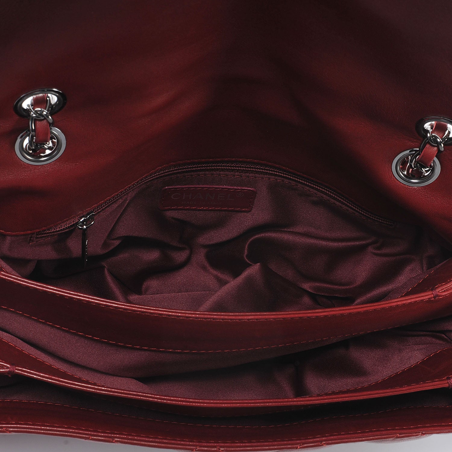 Chanel Lambskin Quilted 3 Flap Red 5 of 7
