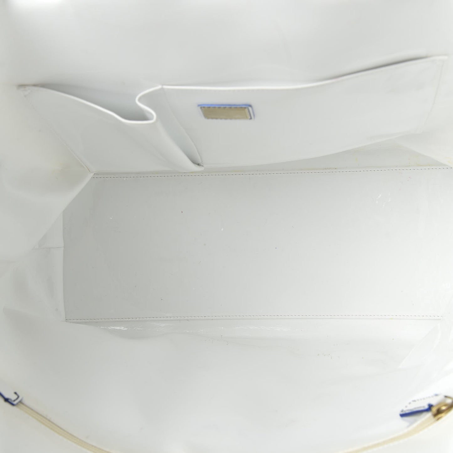Calfskin Canvas Basket Sea Medium Tote White Blue