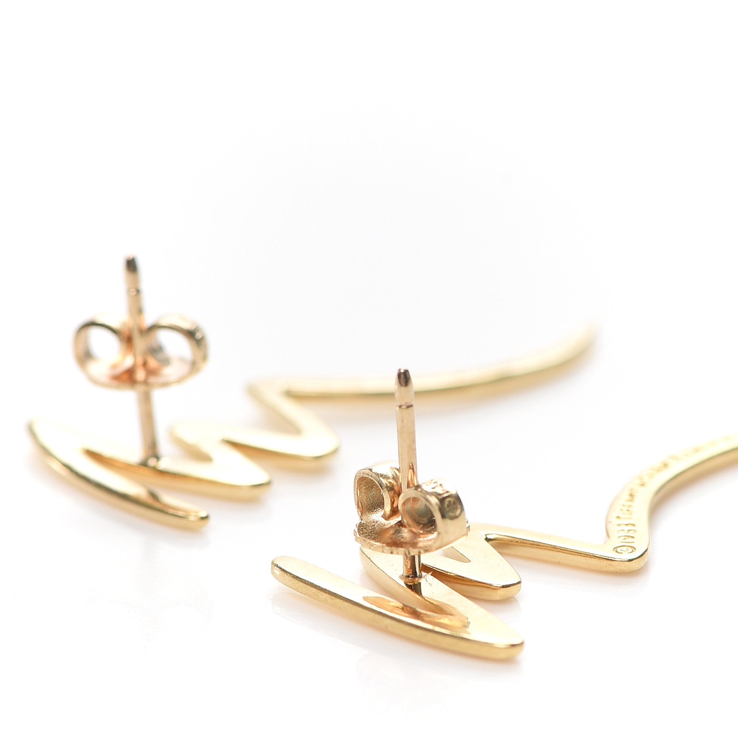 Tiffany 18K Yellow Gold Paloma Picasso Scribbles Earrings 3 of 5