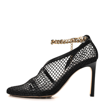 Bottega Veneta Mesh Nappa Chunky Chain Sandals 37.5 Black 1 of 9