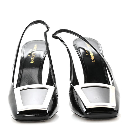 Saint Laurent Patent Maxine 115mm Slingback Pumps 37.5 Black 3 of 8