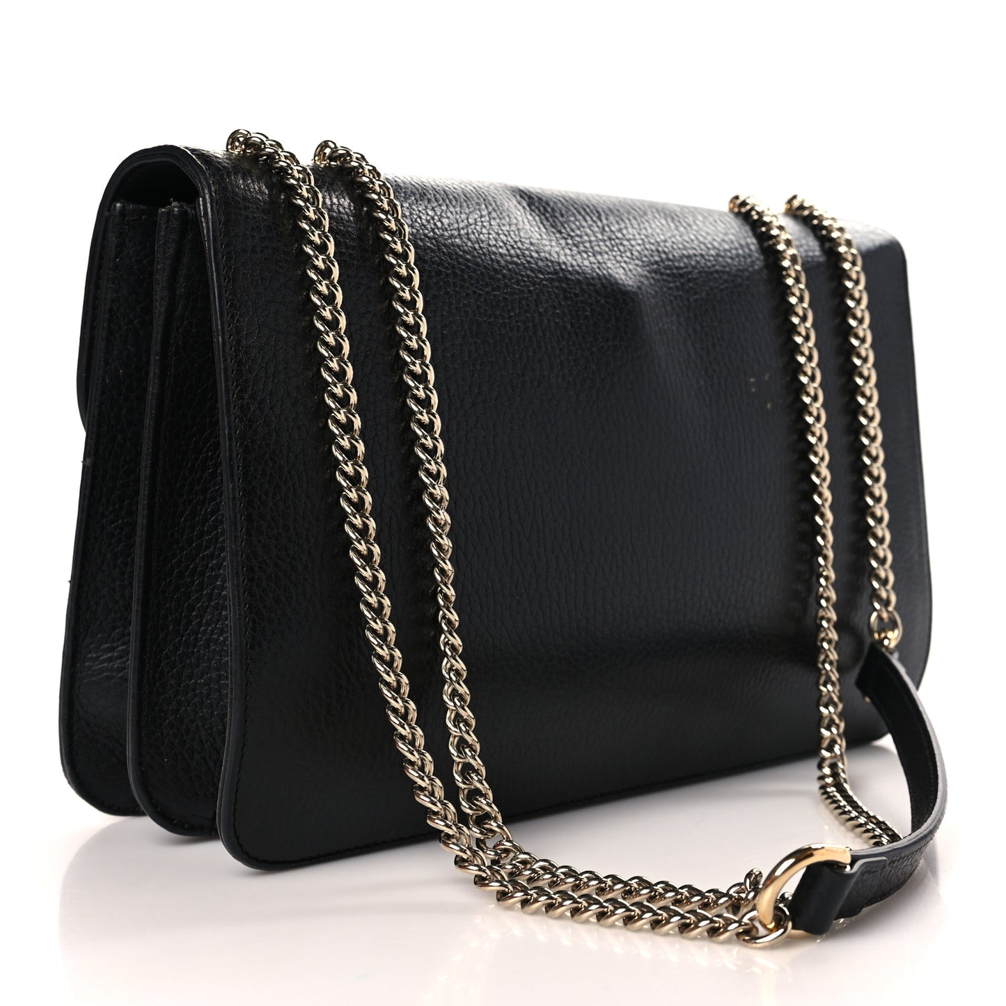 Dollar Calfskin Interlocking G Shoulder Bag Black