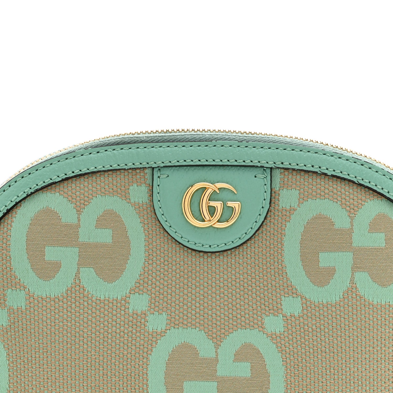 Gucci Monogram Jumbo GG Textured Dollar Calfskin Small Ophidia Dome Shoulder Bag Beige Pepperlight Mint 8 of 10