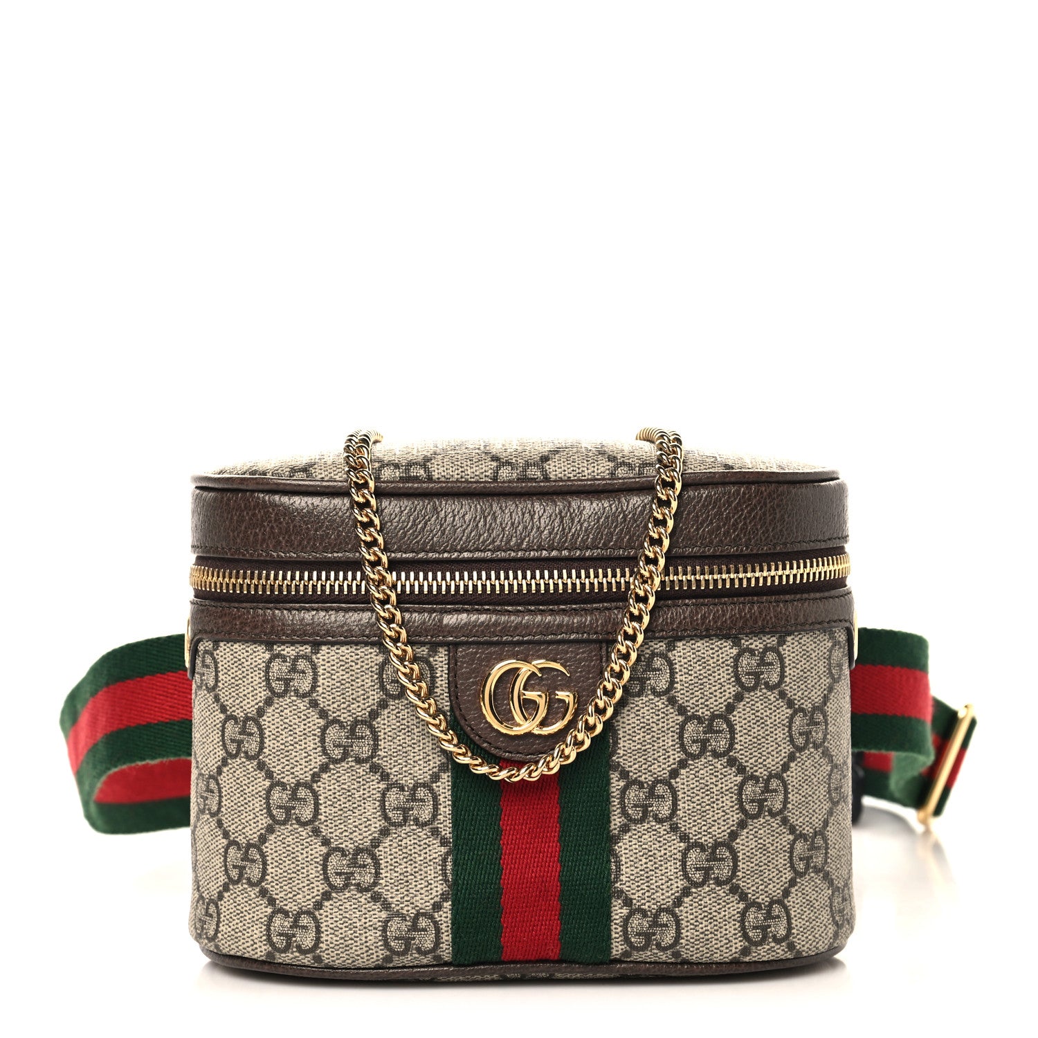 Gucci GG Supreme Monogram Textured Dollar Calfskin Web Ophidia Belt Bag 110 44 Beige Ebony New Acero 1 of 11