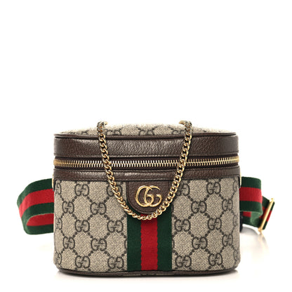 Gucci GG Supreme Monogram Textured Dollar Calfskin Web Ophidia Belt Bag 110 44 Beige Ebony New Acero 1 of 11